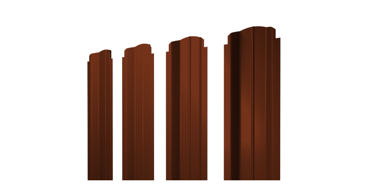 Штакетник П-образный B фигурный 0,45 PE RAL 3009 оксидно-красный