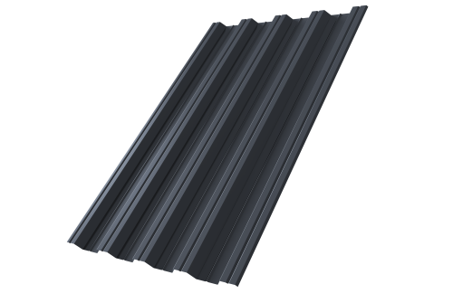 Профнастил НС44 Grand Line 0,5 PurPro RAL 7024 мокрый асфальт