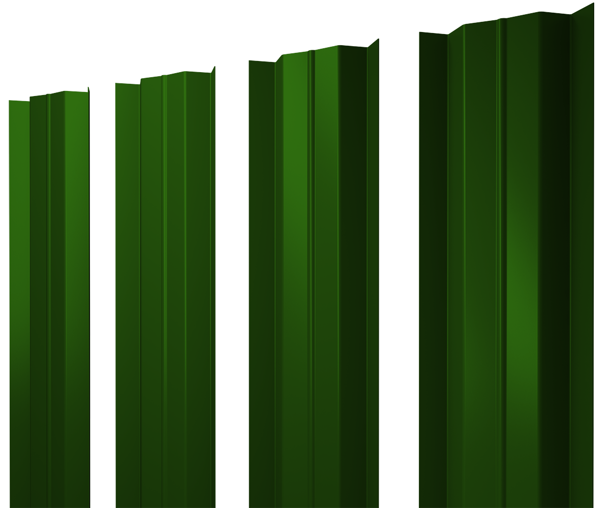 Штакетник М-образный В с прямым резом 0.45 PE RAL 6002 лиственно-зеленый
